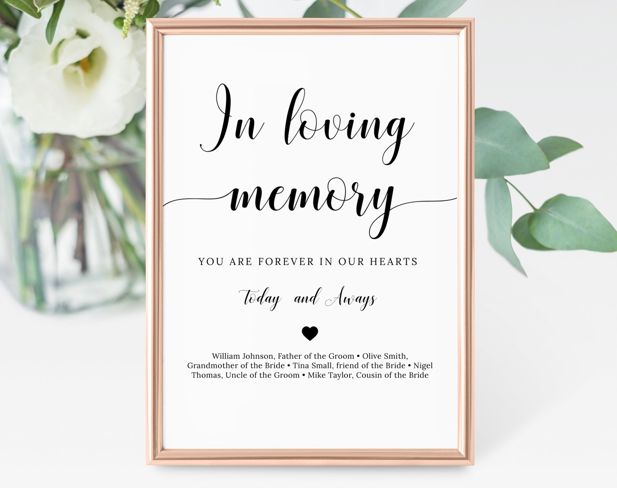 In Loving Memory Sign Template, Digital Download, Printable within In Loving Memory Wedding Sign Printable