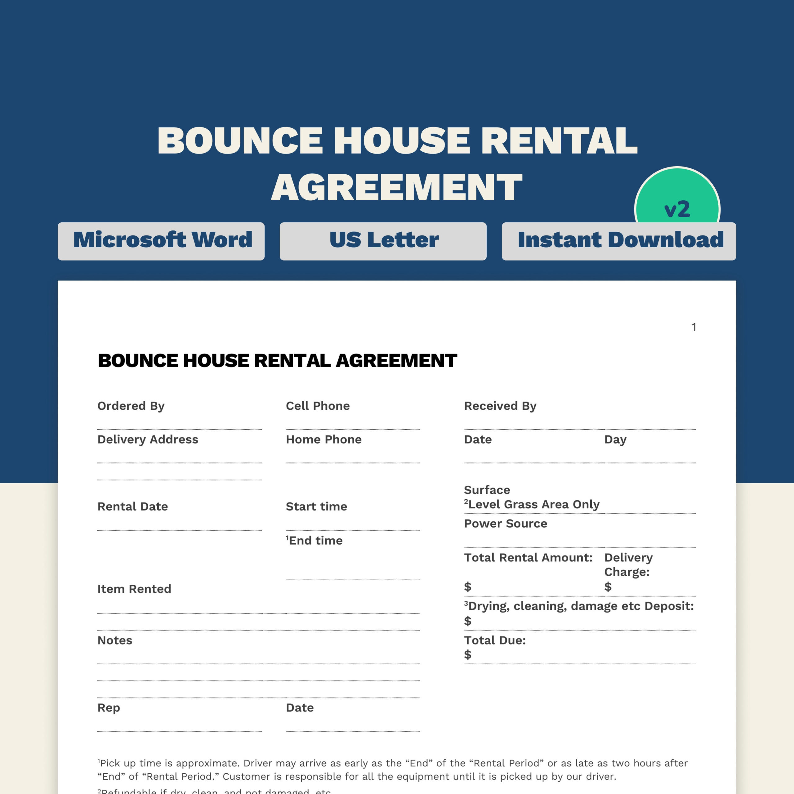 Inflatable Bounce House Rental Agreement | Letter Size | Jumper intended for Printable Bounce House Rental Agreement