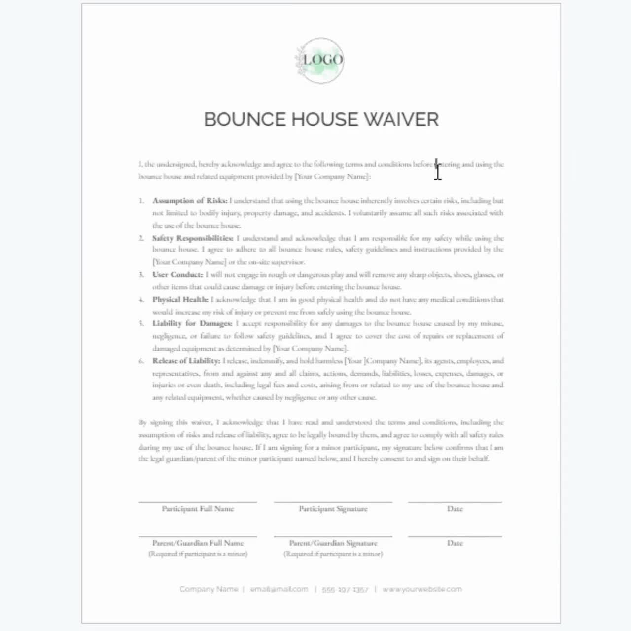 Free Printable Bounce House Waiver Template FREE Printable HQ Free Printable Bounce House Waiver Template FREE Printable HQ