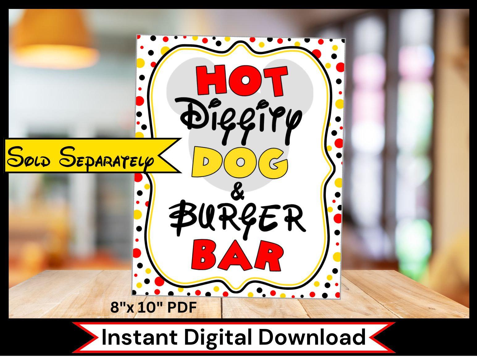 Instant Download Printable Mickey Mouse Party Hot Diggity for Hot Diggity Dog Bar Sign Free Printable