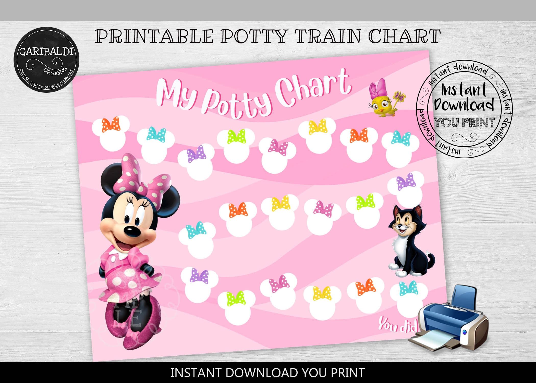 Instant Download Reward Chart Printable Chart Minnie Chart Potty in Minnie Mouse Potty Chart Printable Free
