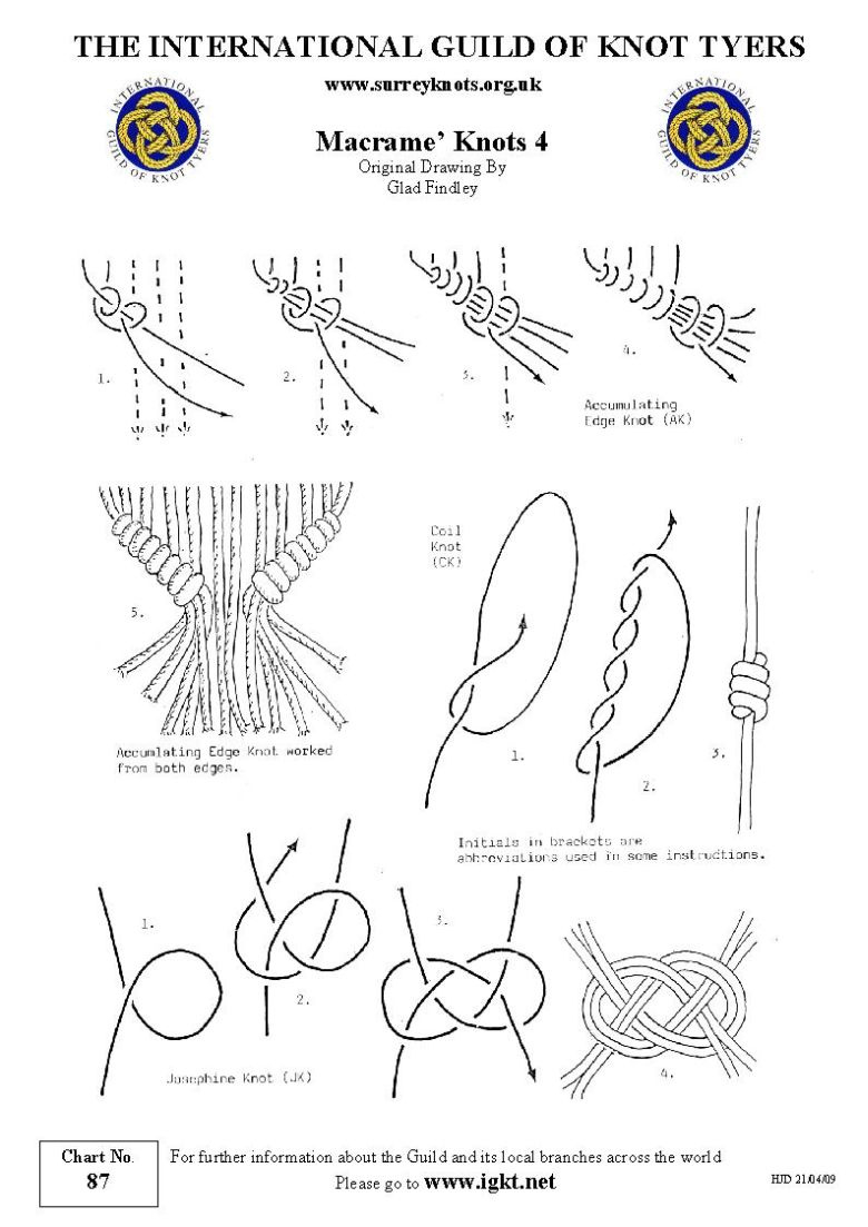 International Guild Of Knot Tyers - Surrey Branch - 87 Macrame Knots 4 regarding Free Printable Macrame Knots