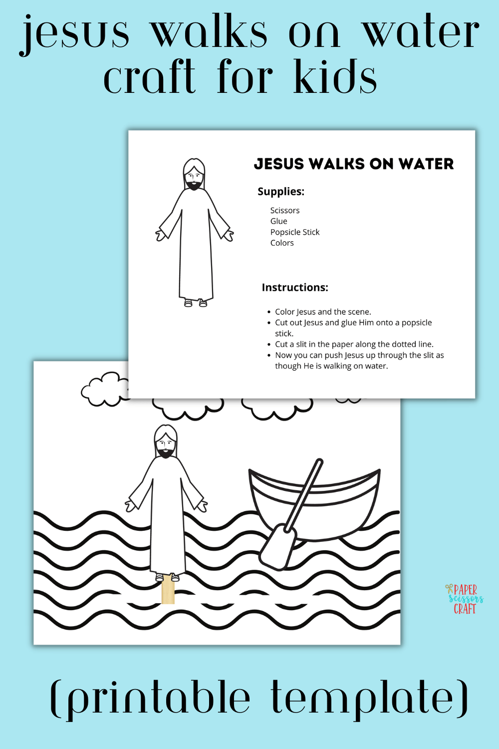 Jesus Walks On Water Craft For Kids (Printable Template) throughout Jesus Walks on Water Craft Free Printable