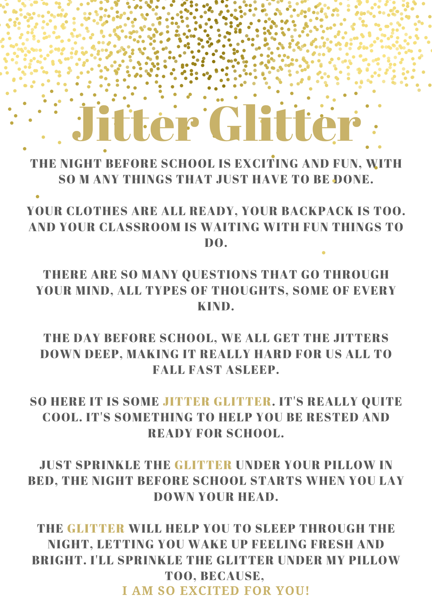 Jitter Glitter Back To School Tradition - inside Jitter Glitter Free Printable