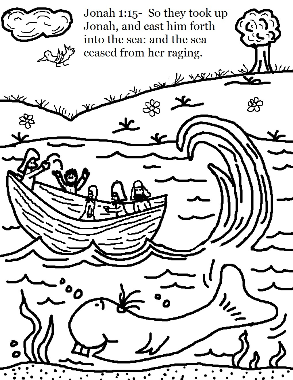 Jonah And The Whale Coloring Pages regarding Free Printable Jonah And The Whale Coloring Page