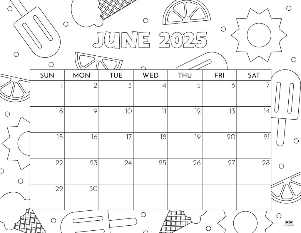 June 2025 Calendars - 107 Free Printables | Printabulls for Free Printable June 2025