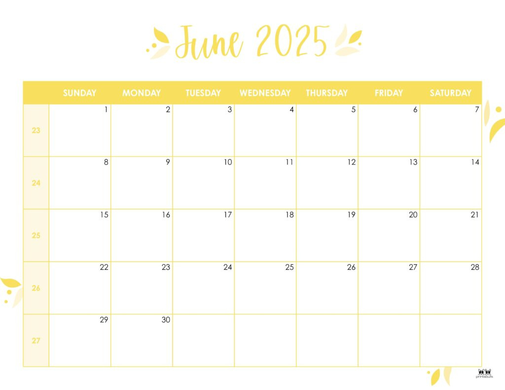 June 2025 Calendars - 107 Free Printables | Printabulls in Free Printable June 2025