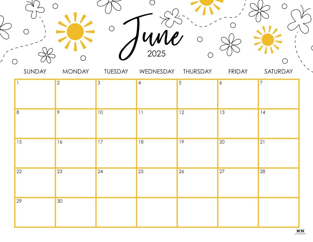 June 2025 Calendars - 107 Free Printables | Printabulls intended for Free Printable June 2025