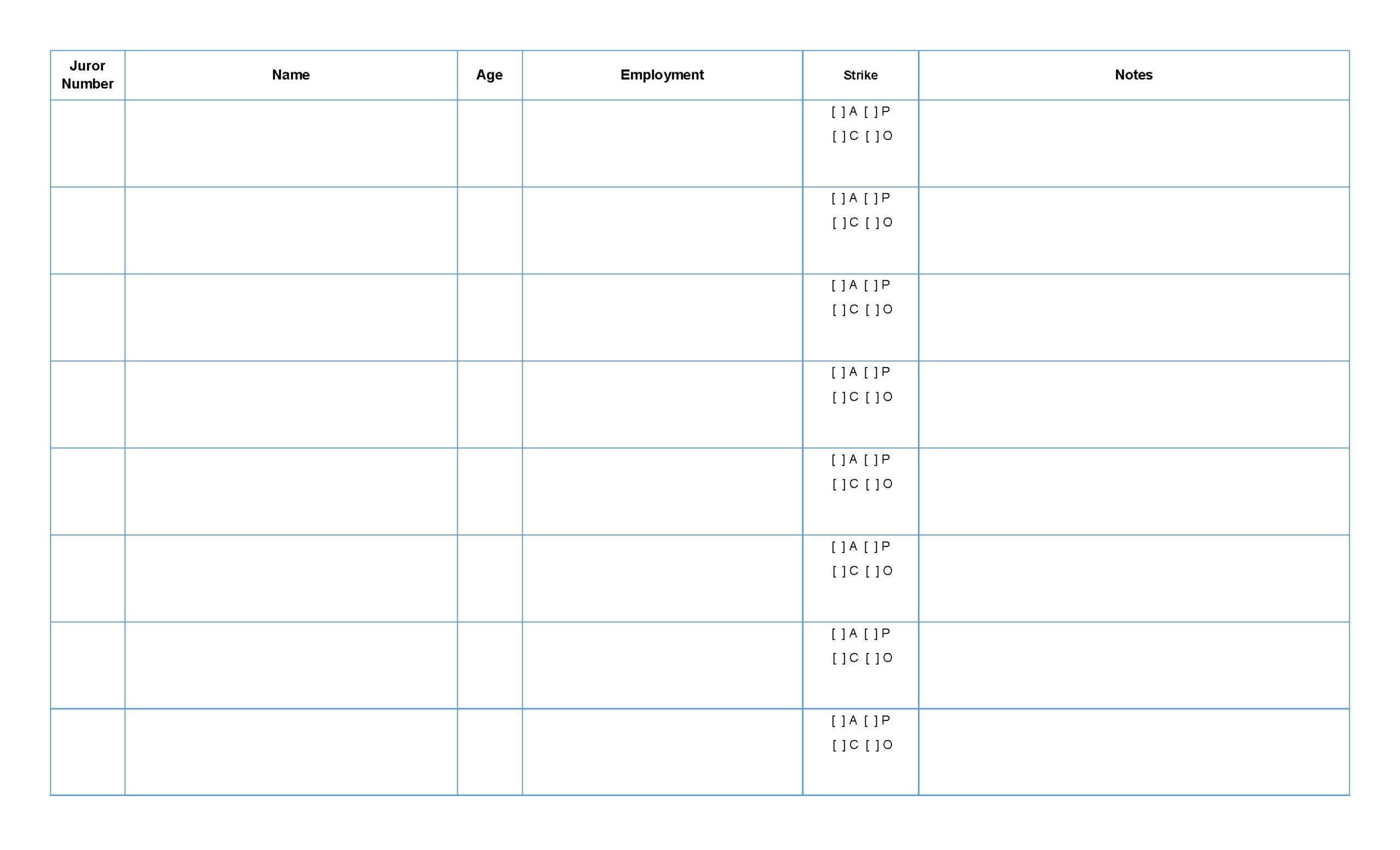 Jury Selection - Voir Dire - Etsy for Printable Jury Selection Chart Template