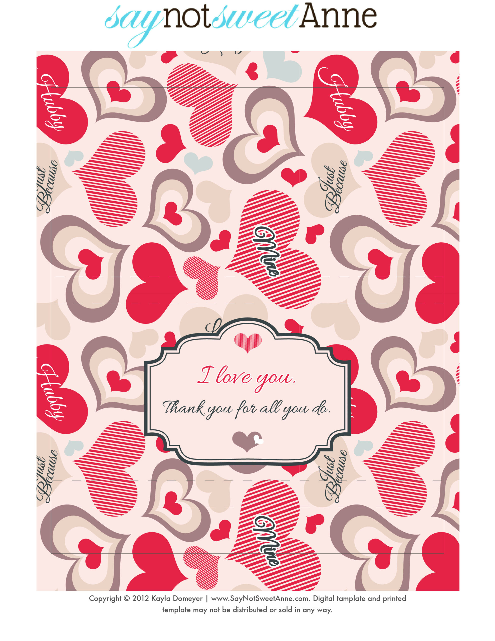 Just Because Candy [Free Printable] - Sweet Anne Designs in Valentine Candy Wrappers Free Printables