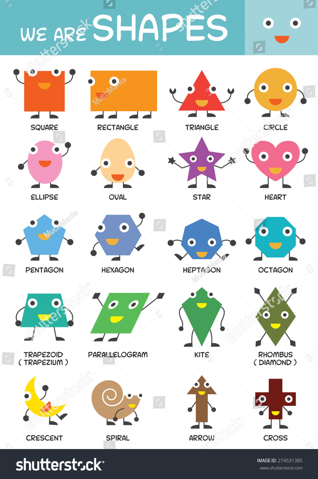 Kids Basic Shapes Chart Kindergarten Preschool: Stock-Vektorgrafik regarding Shapes Identification Chart