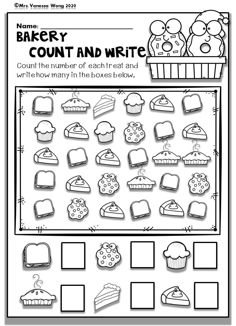 Kindergarten Math Worksheets : Numbers 1-10 Counting - Etsy Uk intended for Kindergarten Counting Worksheets