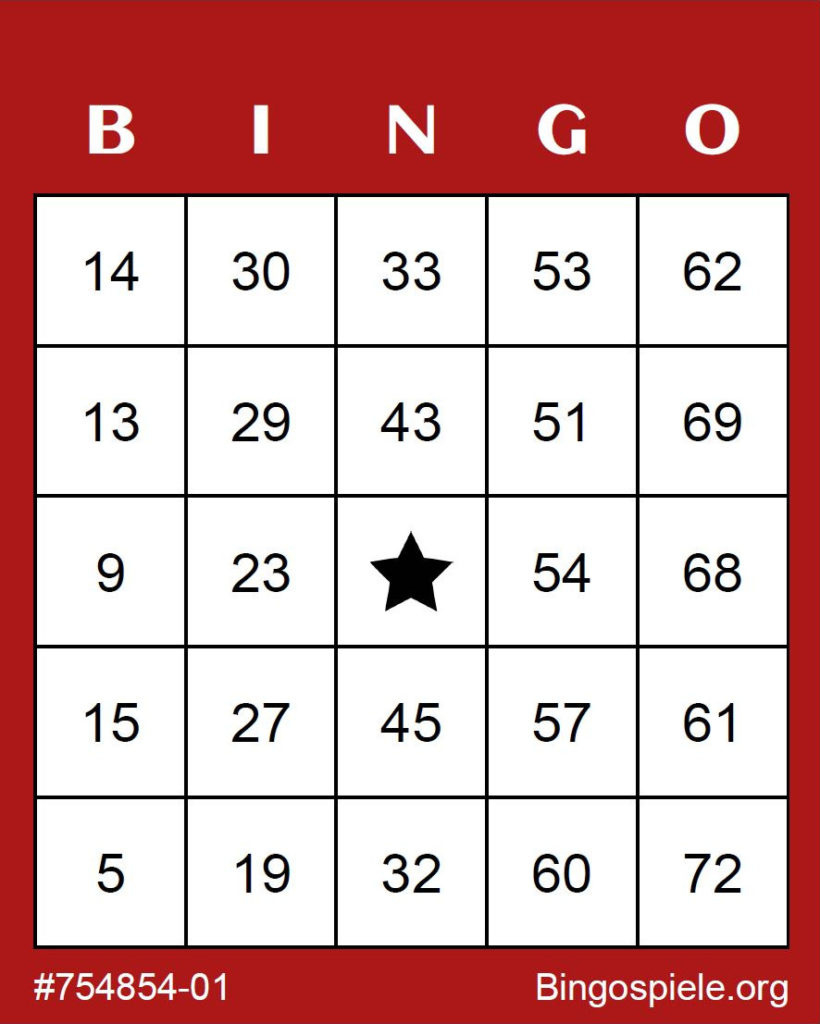 Kostenlose Bingo-Karten 1-75 Zum Ausdrucken - Bingospiele in Free Bingo Cards 1-75