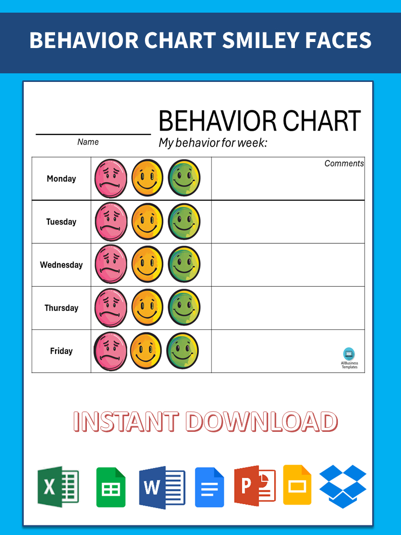 Kostenloses Daily Behavior Chart With Smiley Faces within Free Printable Smiley Face Behavior Charts