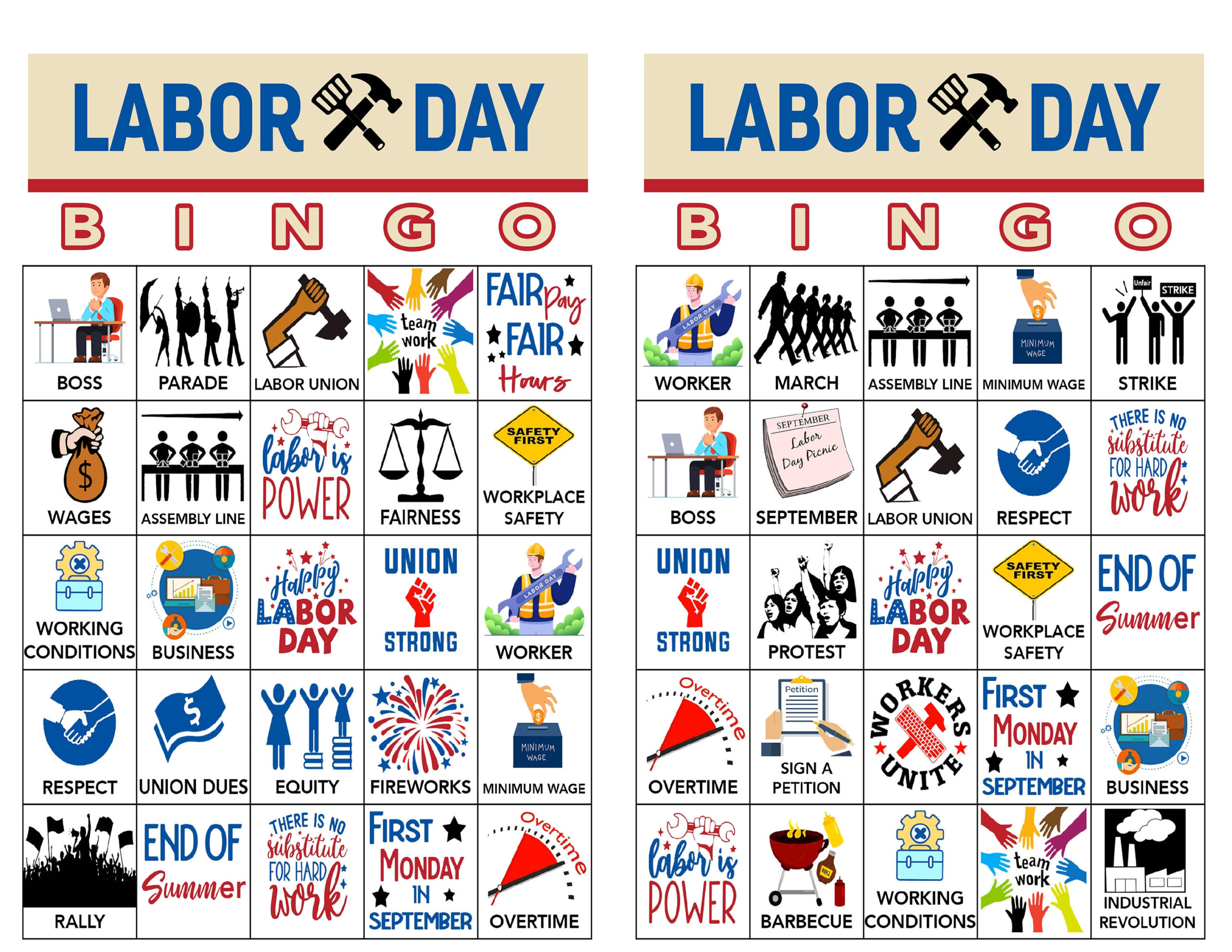 Labor Day Spiel, Party Spiel, Labor Day Bingo Spiel, Labor Day intended for Labor Day Bingo Free Printable