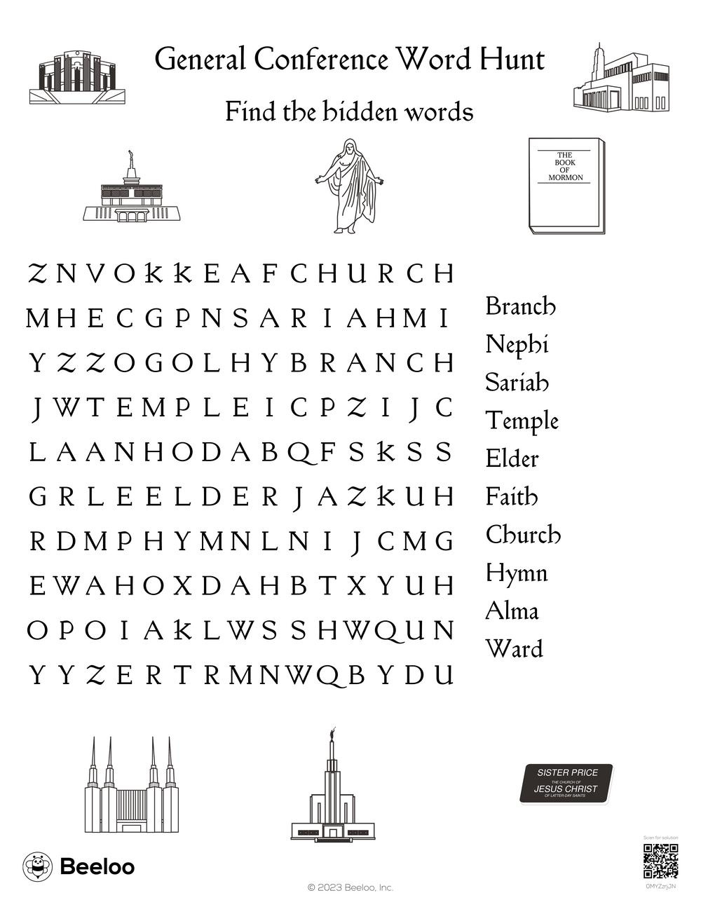 Latter-Day Saint-Themed Word Searches • Beeloo Printable Crafts with regard to General Conference Word Search Printable