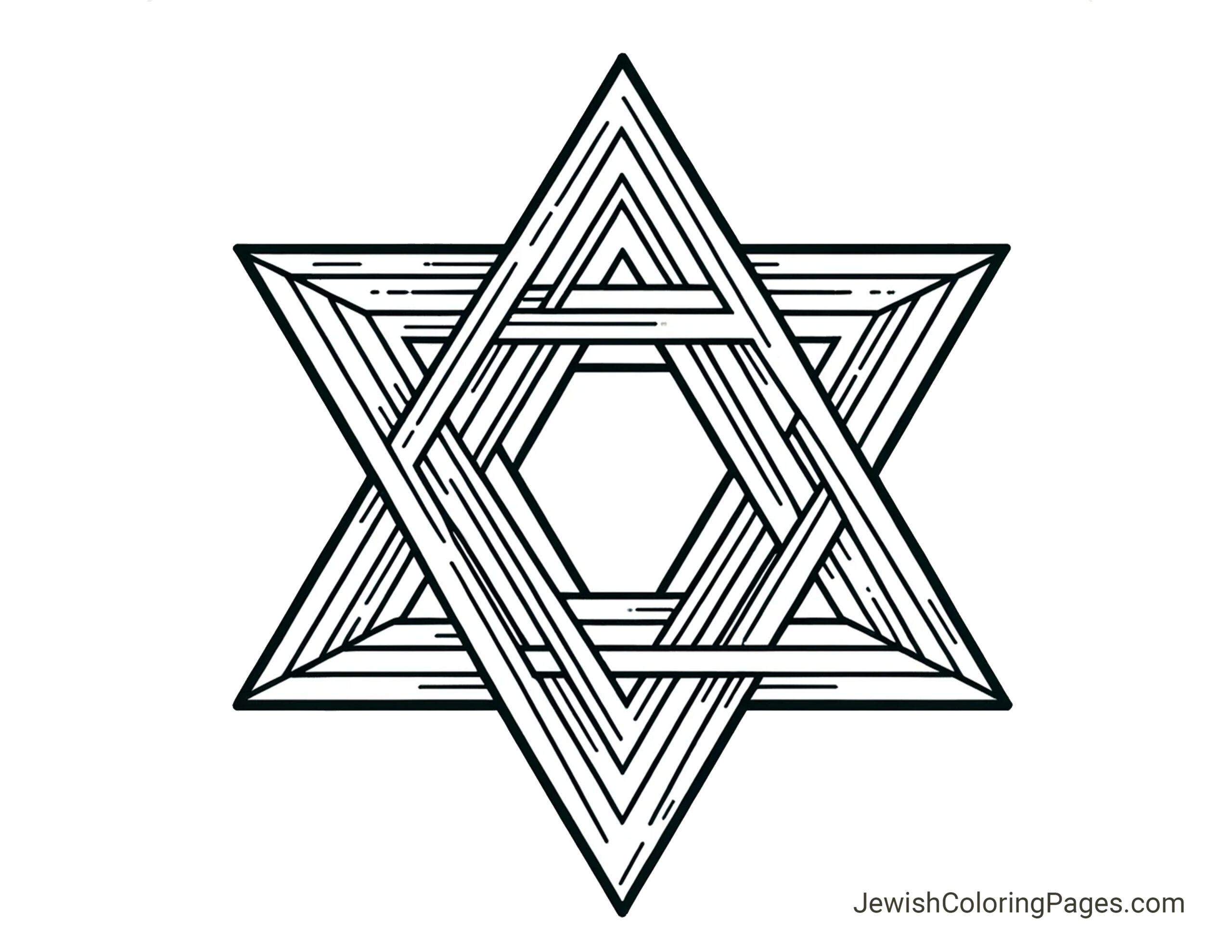Layered Star Of David; Free Printable Coloring Page - Jewish for Star Of David Printable