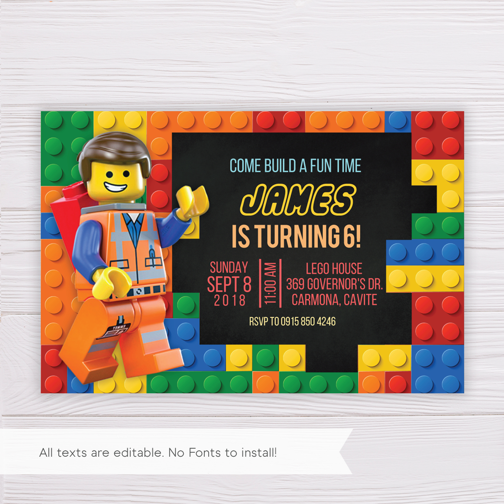 Lego Invitation Pdf Template - Dgtally intended for Lego Invitation Free Printable