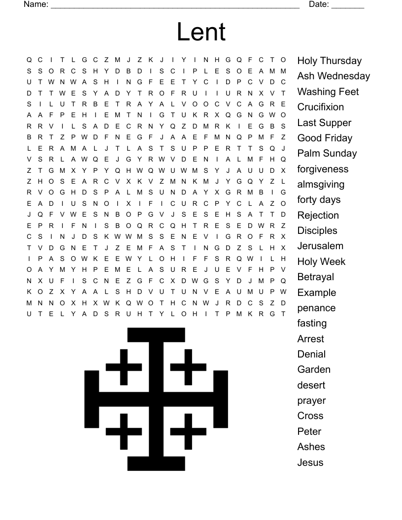 Lent Word Search - Wordmint throughout Lent Word Search Free Printable