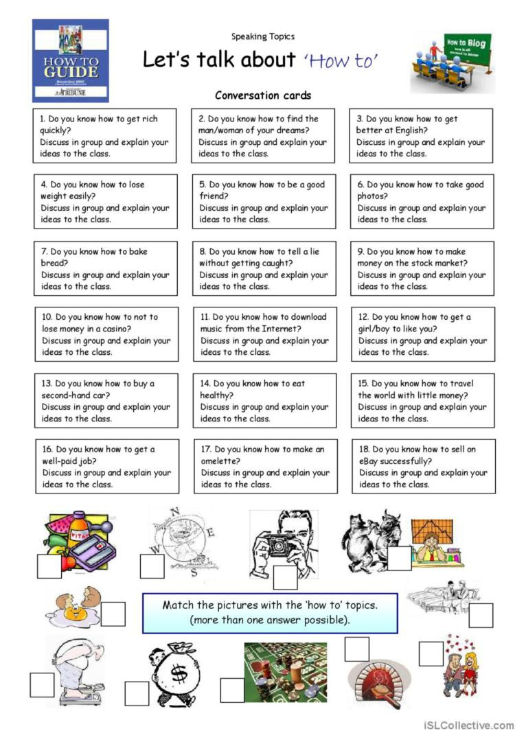 Let´s Talk About ´How To´ Presentati…: English Esl Worksheets Pdf for Speaking Worksheets Printable For Esl Students