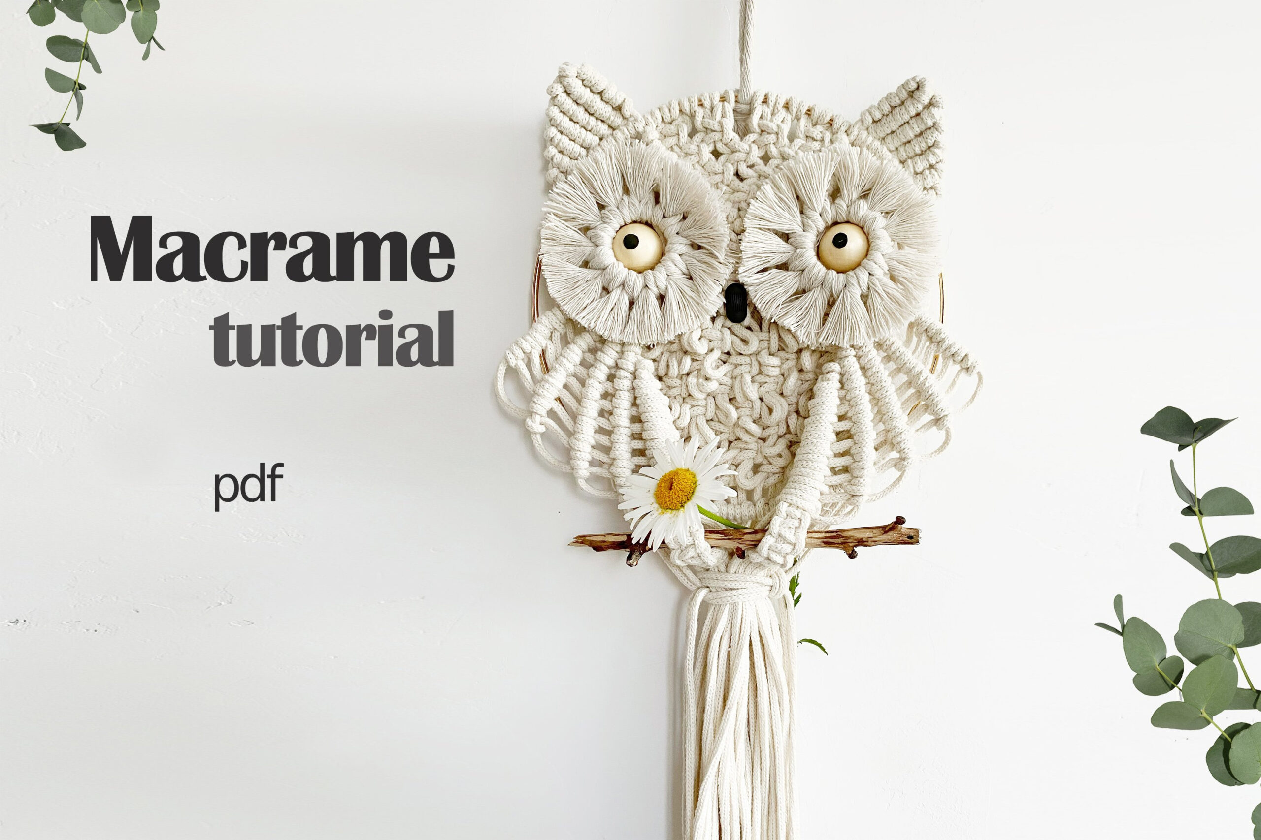 Macrame Owl Wall Hanging Pattern, Boho Decor (2051016) intended for Printable Macrame Owl Pattern Free