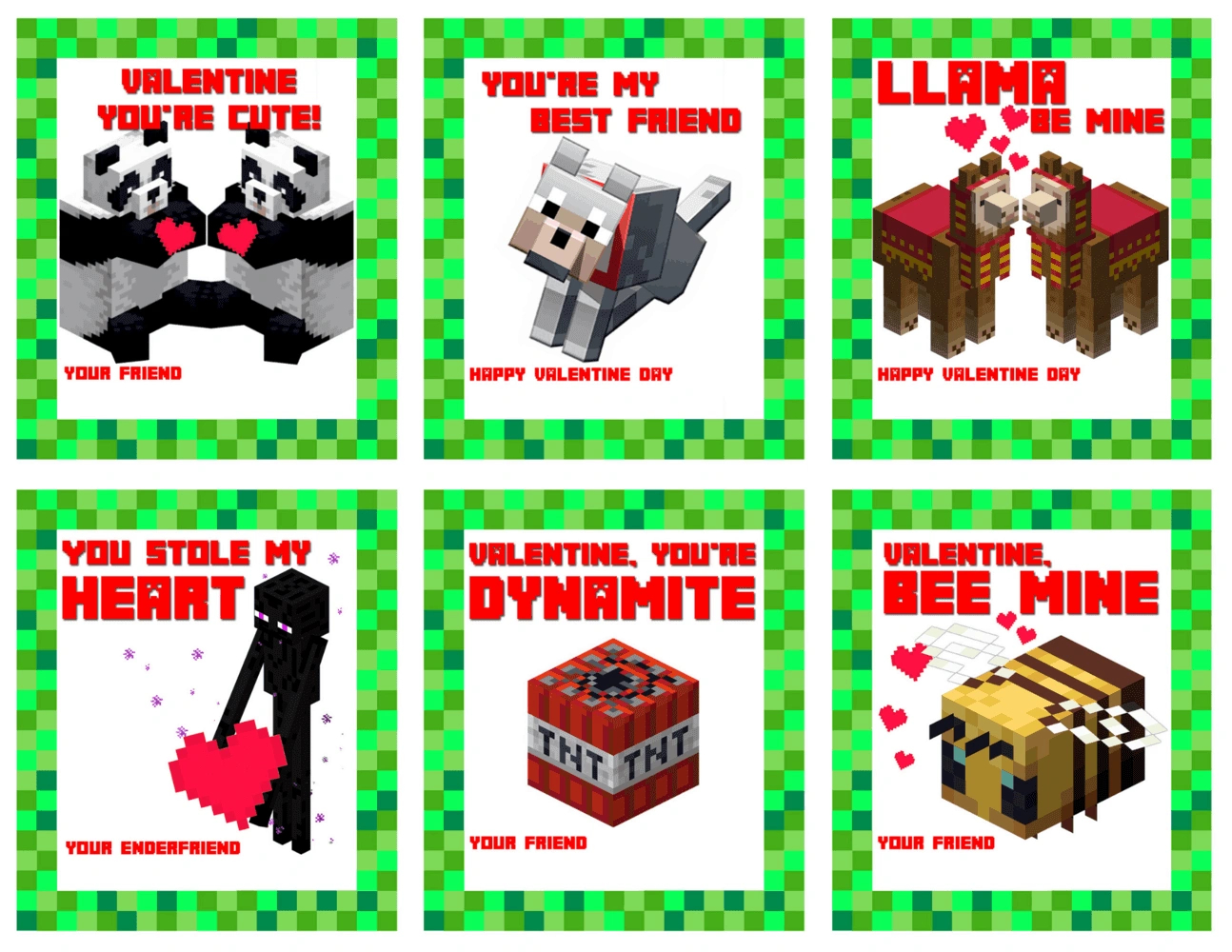 Make A Minecraft Valentine Cards For Your Kid&amp;#039;S Classroom with regard to Minecraft Valentine Cards Printable Free