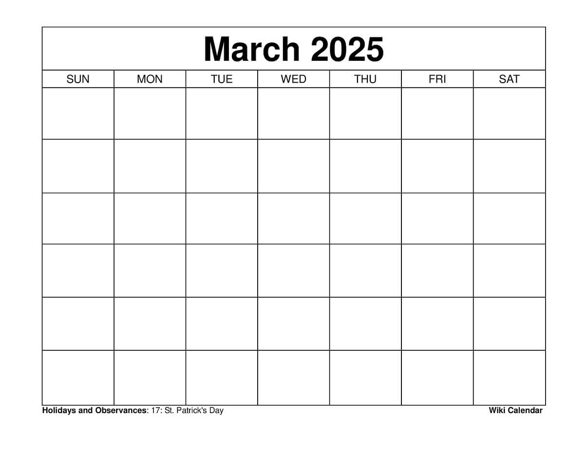 March 2025 Calendar - Printable Templates &amp;amp; More intended for Free Printable Calendar 2025 Wiki