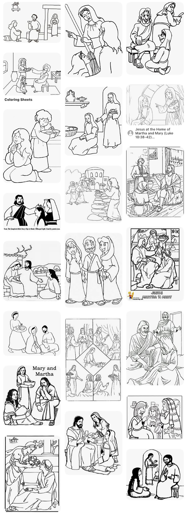 Printable Mary and Martha Activity Sheets FREE Printable HQ