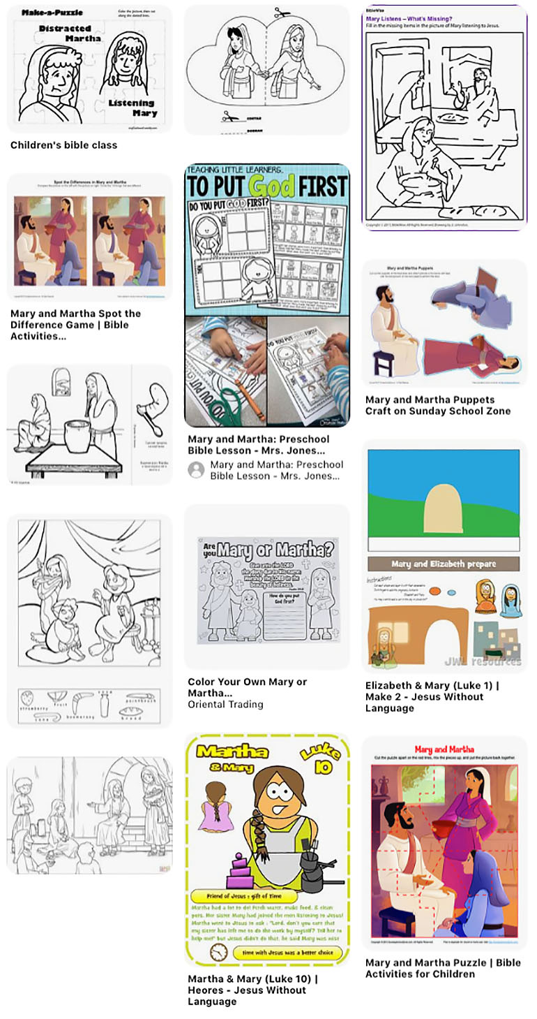 Martha And Mary - Printable - Sundayschoolist pertaining to Printable Mary And Martha Activity Sheets