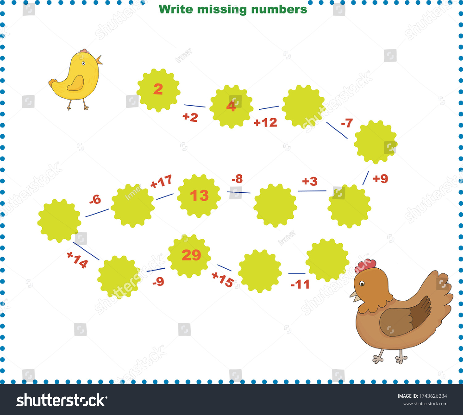 Math Educational Games Children Fill Line Stock Vector (Royalty regarding Chicken Missing Numbers Worksheet