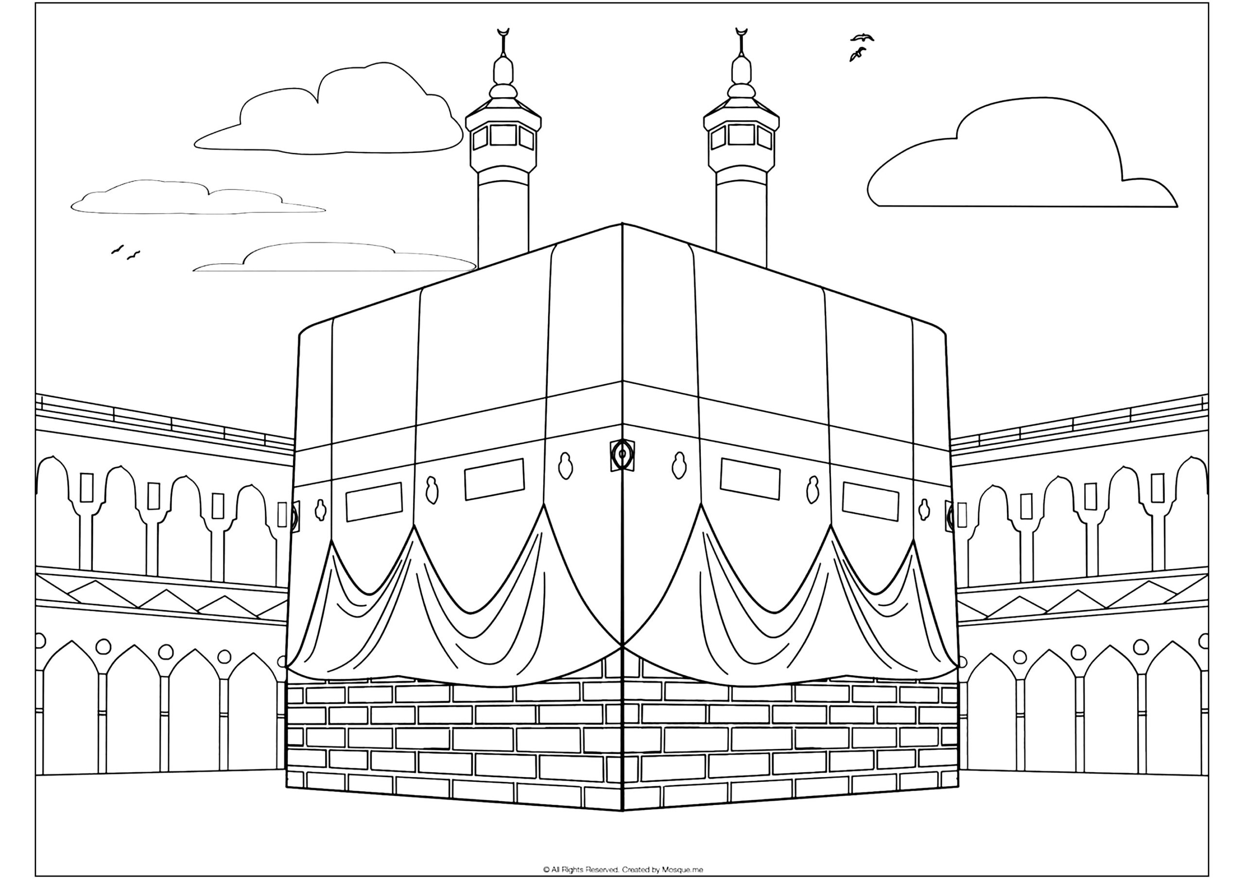 Mecca - Islam Coloring Pages For Kids intended for Free Printable Islamic Coloring Pages