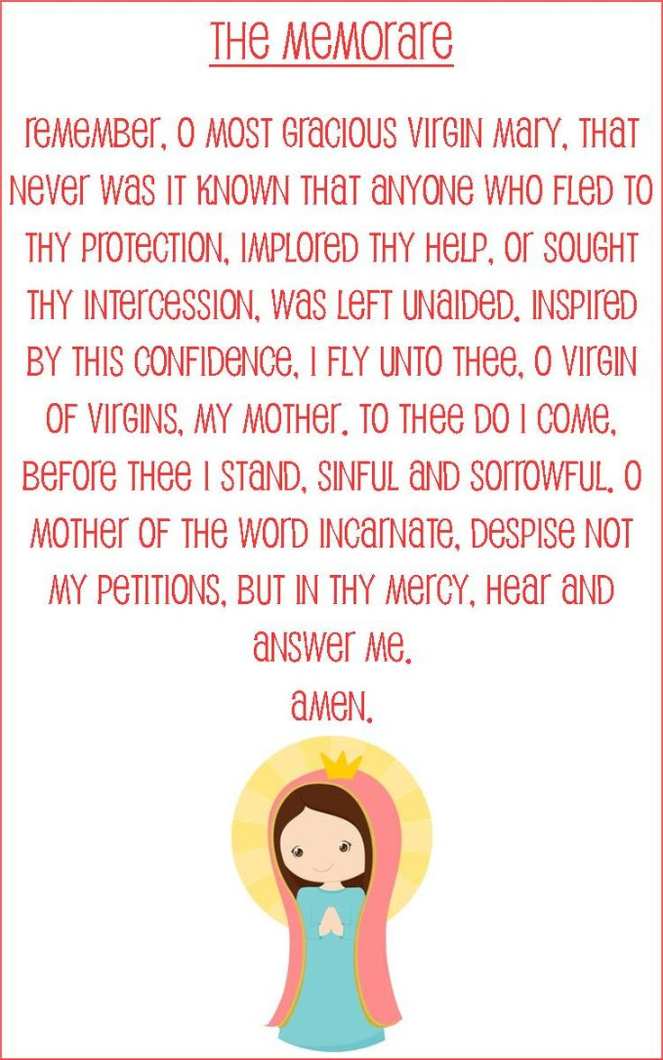 Memorare Prayer Card For Kids (Half Sheet Size) for Free Printable Memorare Prayer Printable