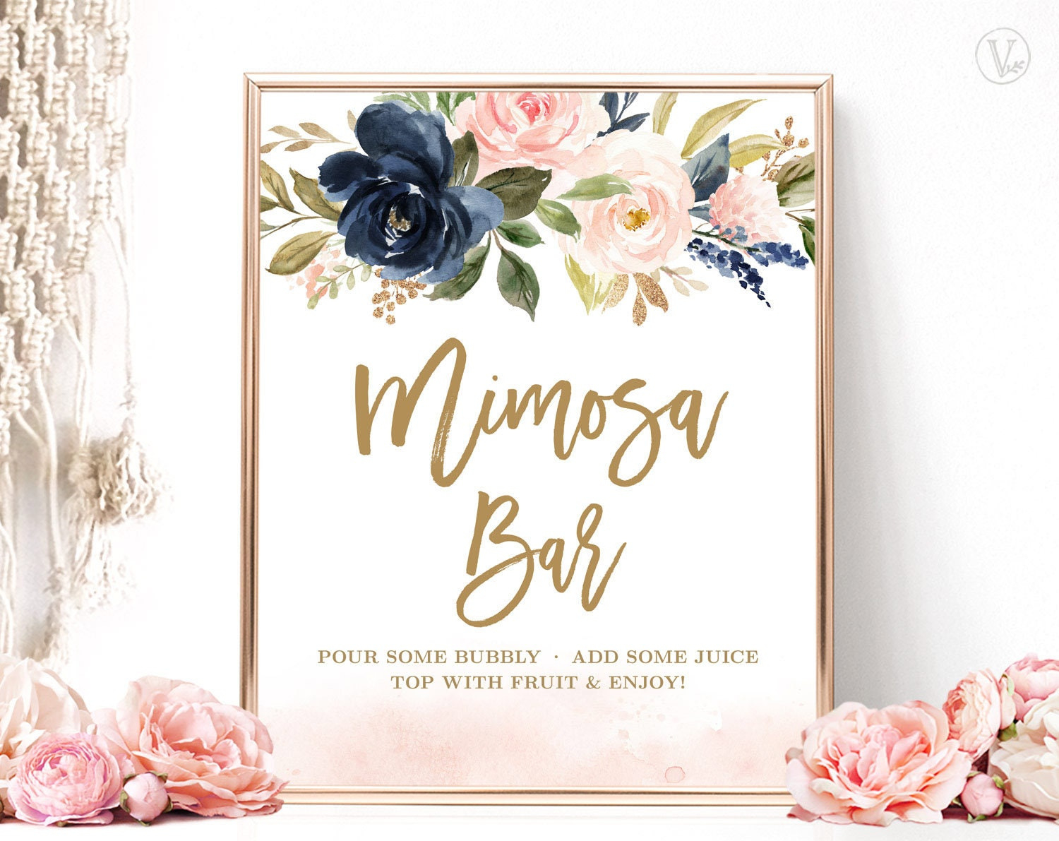 Mimosa Bar Sign, Printable Bridal Shower Sign, Bridal Shower in Mimosa Bar Printable Sign