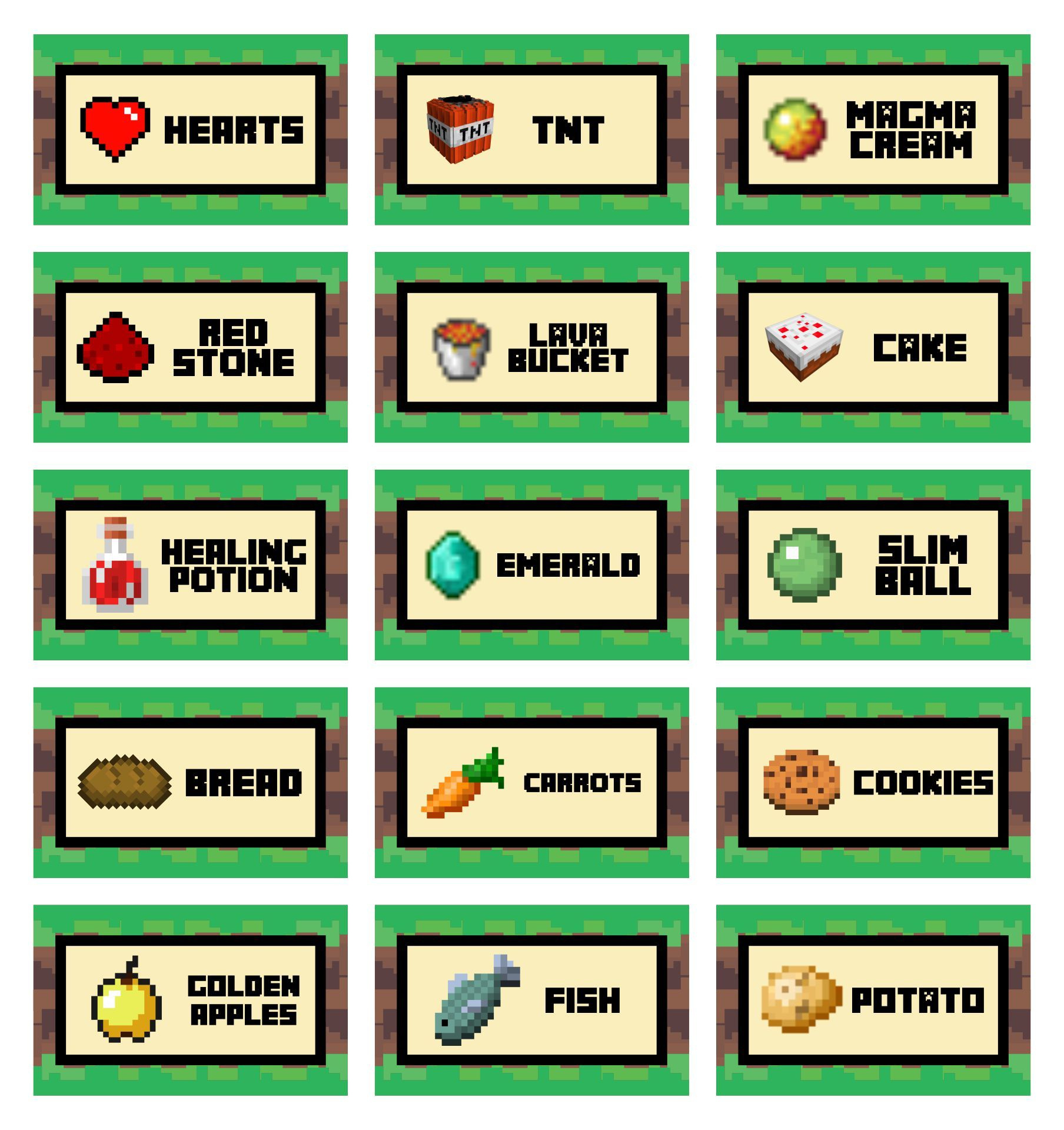 Minecraft Food Labels - 10 Free Pdf Printables | Printablee intended for Minecraft Free Printables Food Labels