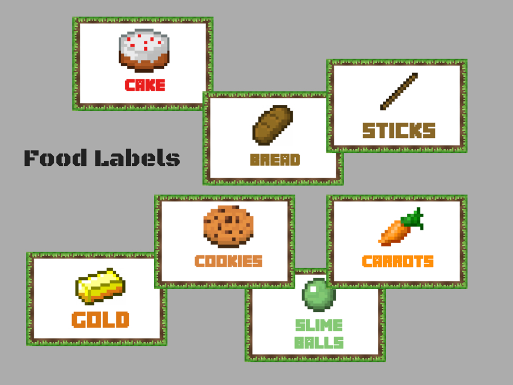 Minecraft Food Labels - Magical Printable regarding Minecraft Food Labels Printable Free