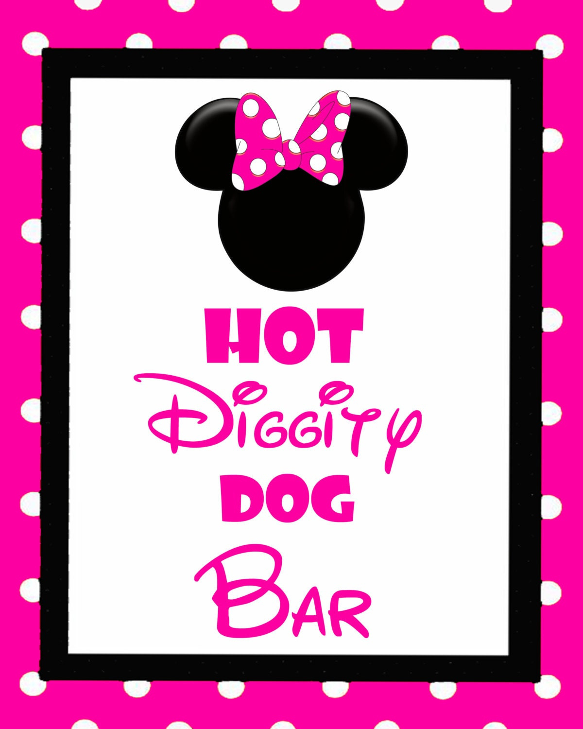 Minnie Mouse Hot Diggity Dog Bar Sign - Etsy regarding Hot Diggity Dog Bar Printable Free