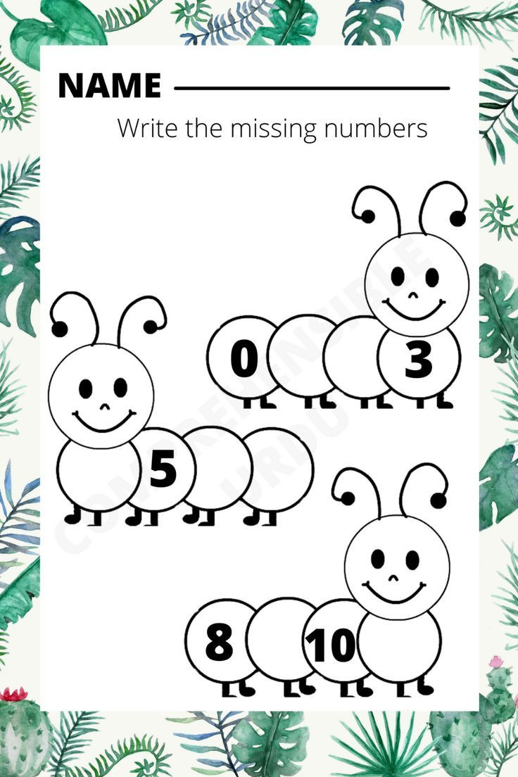 Missing Numbers 1-20 Worksheets | Missing Numbers | Missing in Caterpillar Missing Number Worksheet