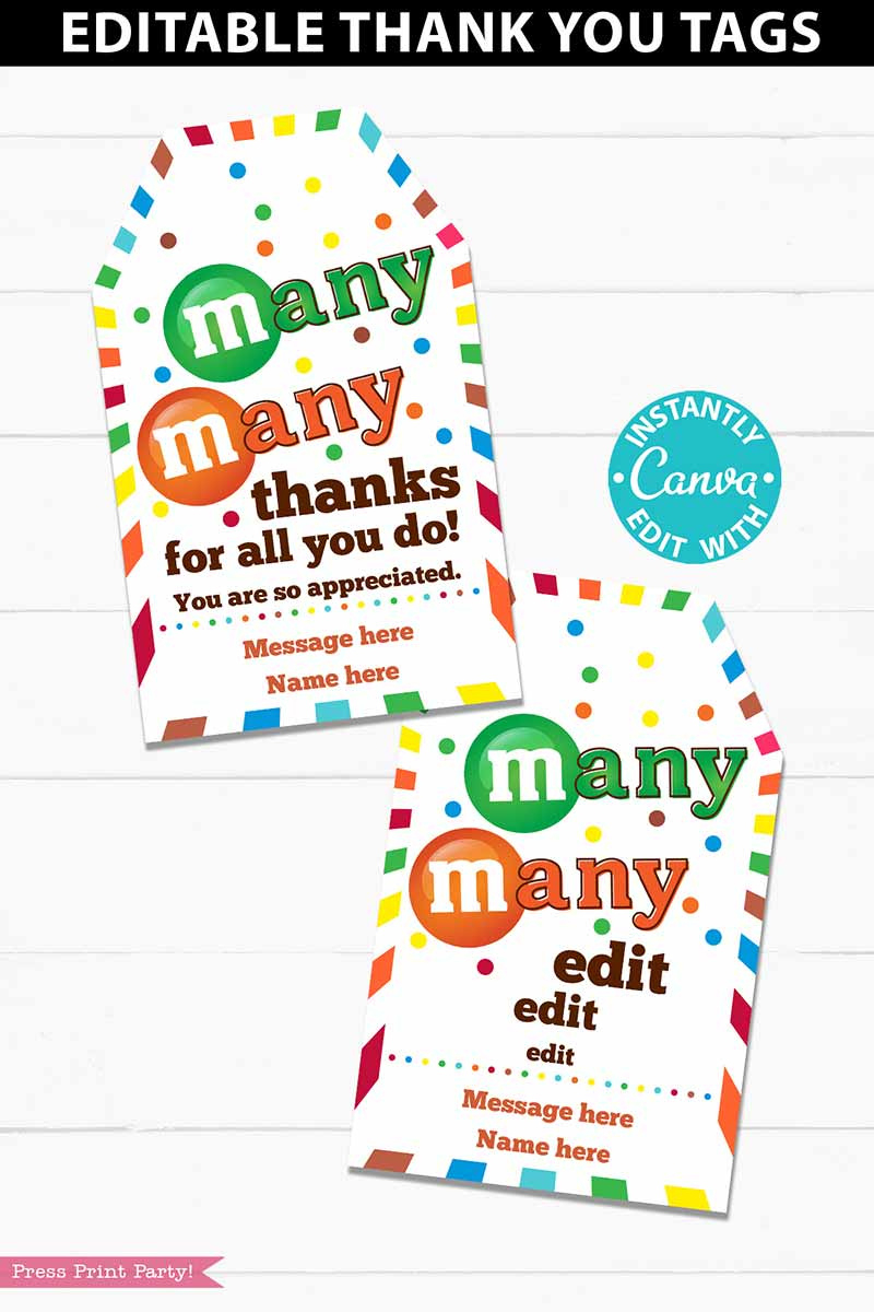 M&amp;amp;Ms Candy Thank You Sayings Gift Tag with regard to Printable M&amp;amp;amp;M Thank You Tag