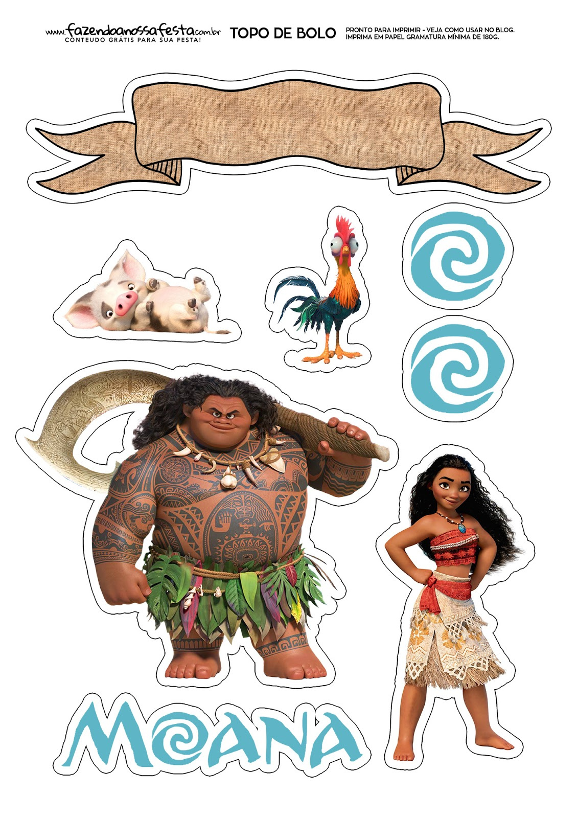 Moana: Free Printable Cake Toppers. - Oh My Fiesta! In English throughout Moana Printable Cake Topper