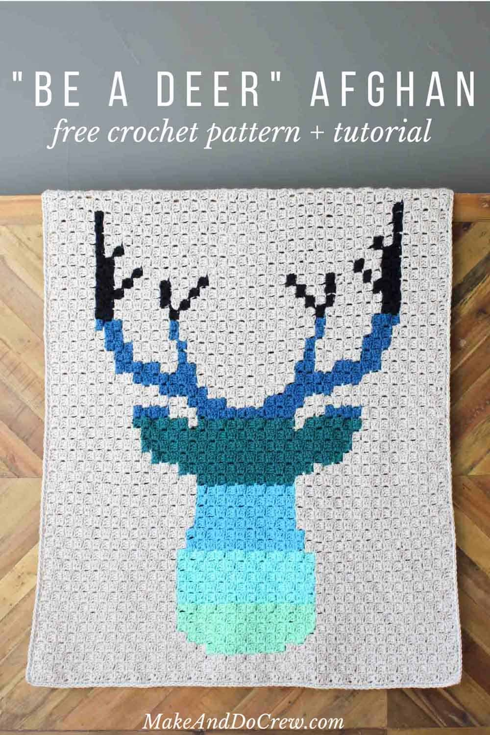 Modern Corner To Corner Crochet Deer Afghan - Free Pattern in Printable C2C Patterns Free