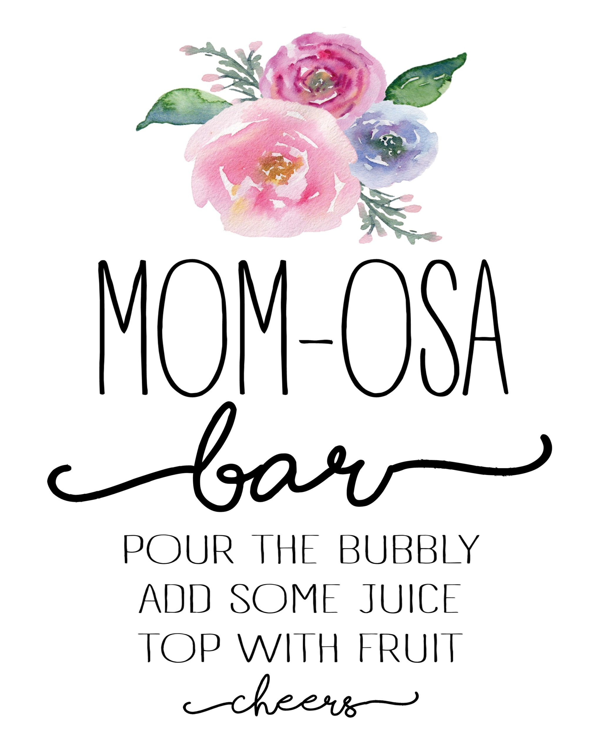 Mom-Osa Bar With Free Printables - Crisp Collective throughout Mom Osa Bar Sign Printable Free