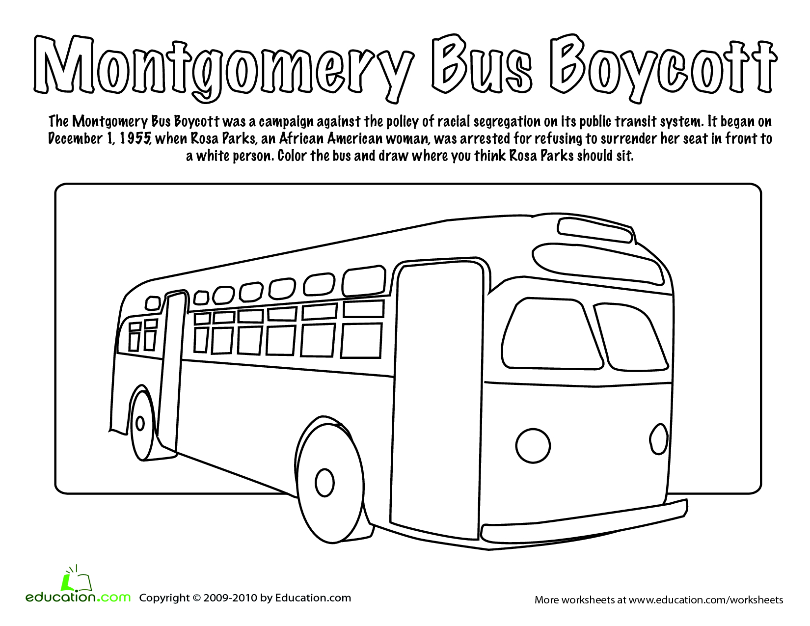 Montgomery Bus Boycott Drawing with regard to Rosa Parks Bus Printable