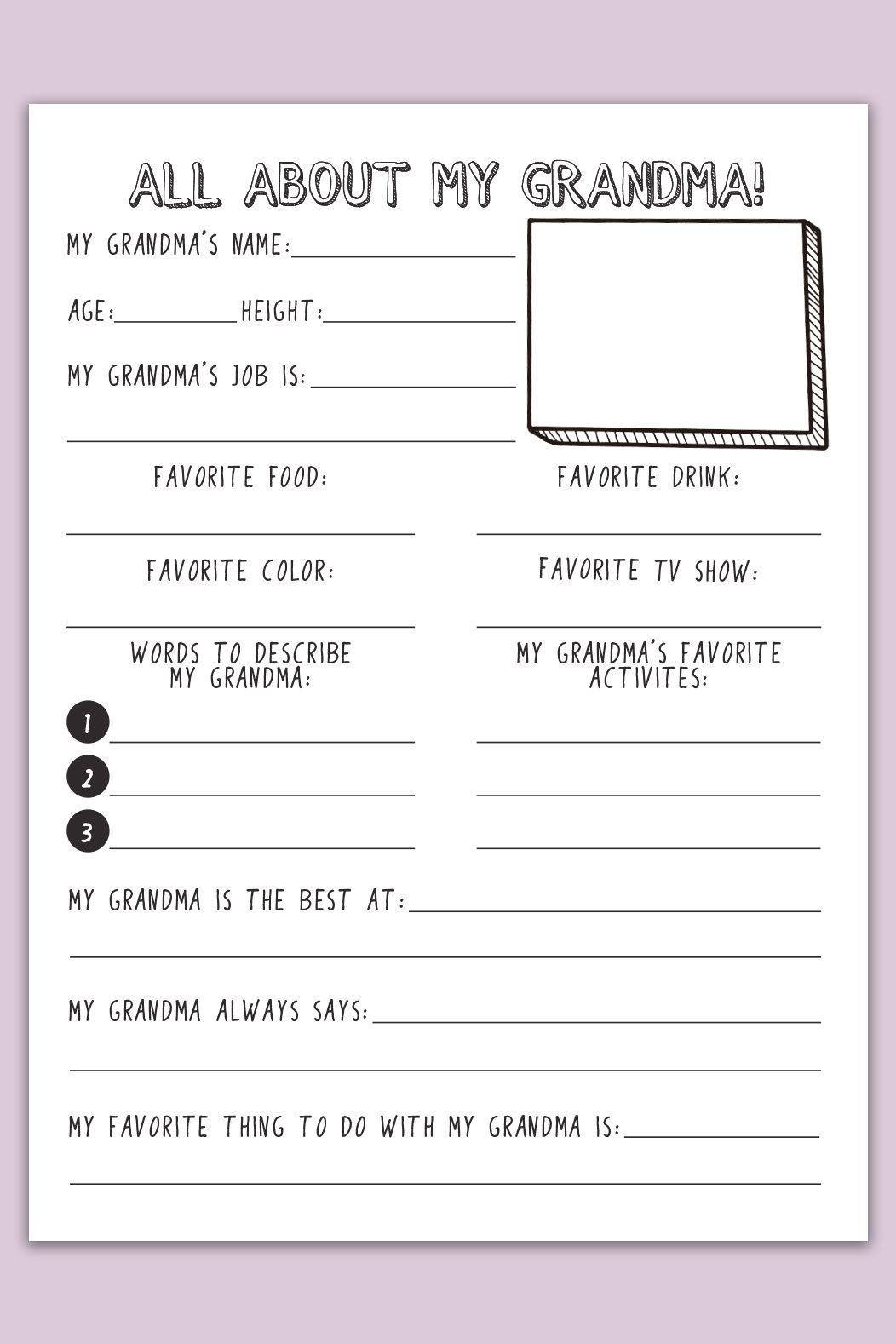 Mothers-Day-All-About-My-Mom-Printable-Grandma-Version-2 - Mom Envy with regard to All About My Grandma Printable Free