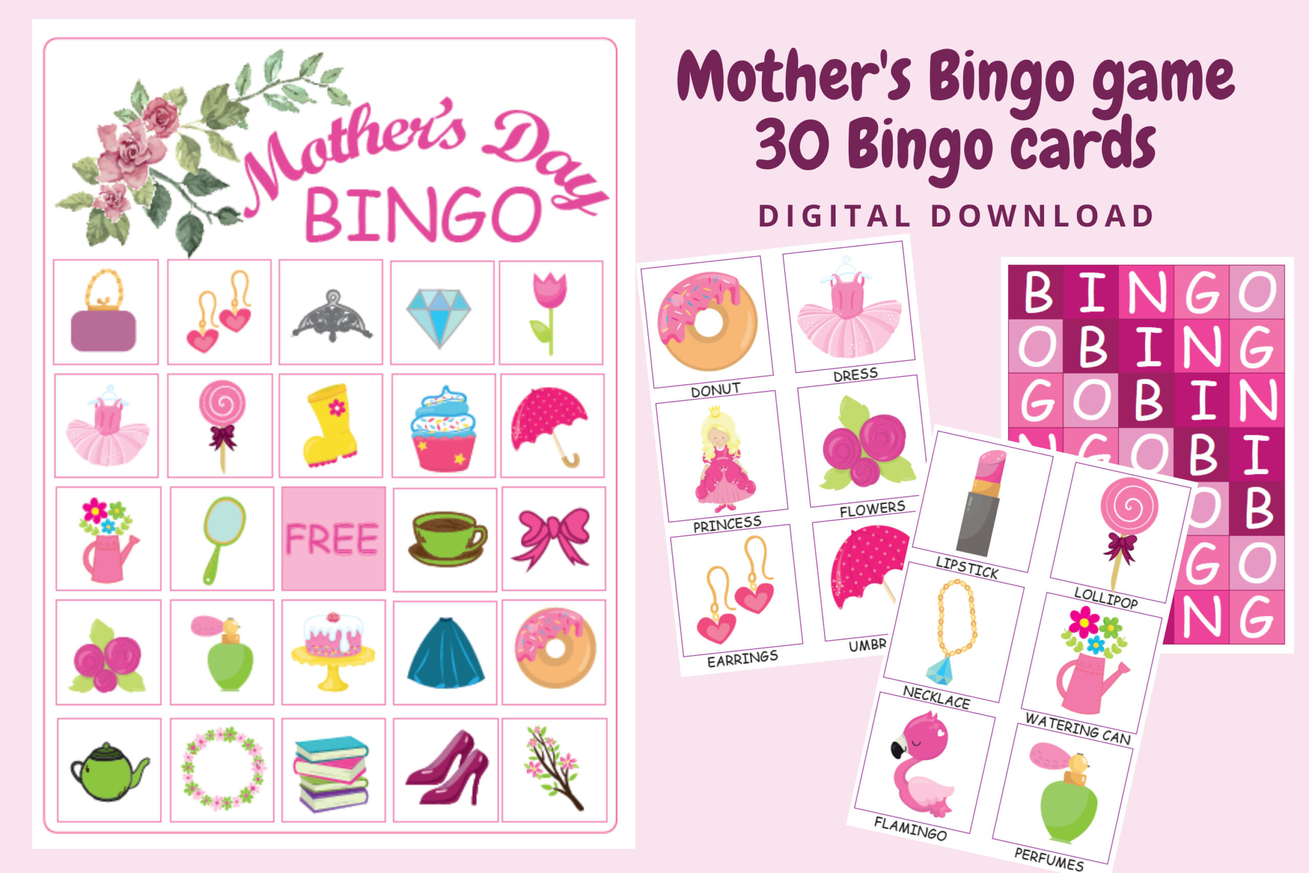 Mother&amp;#039;S Day Bingo Game, Mothers Day Bingo Cards, Printable Game regarding Mothers Day Bingo Cards