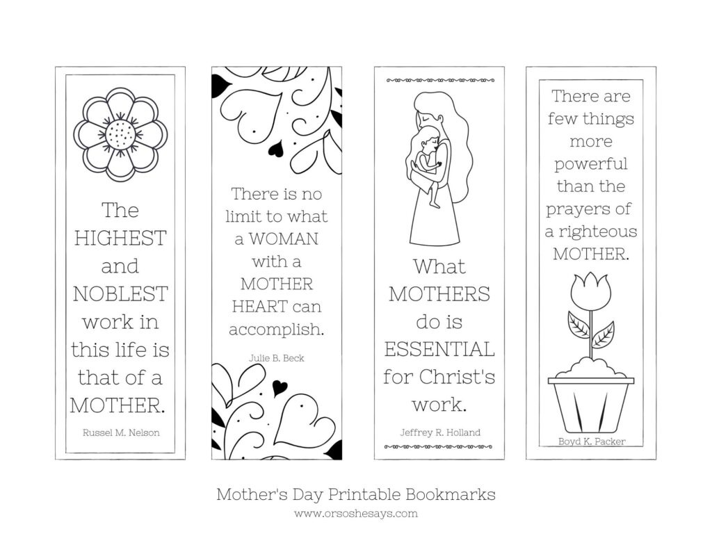 Mother&amp;#039;S Day Bookmark Printable ~ Ready To Color! - Or So She Says pertaining to Free Printable Mother&amp;#039;S Day Bookmarks To Color