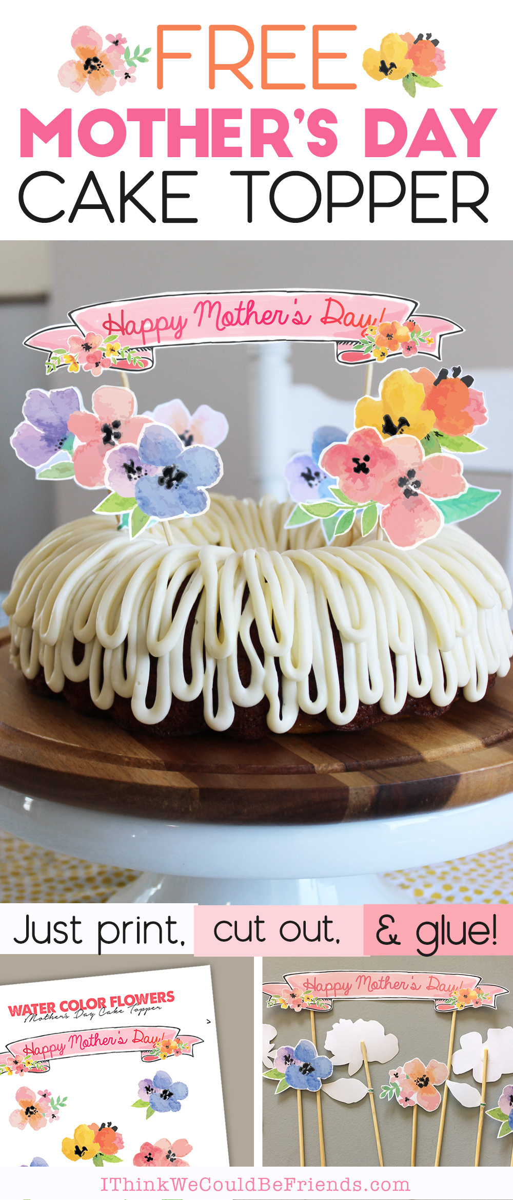 Mother&amp;#039;S Day Cake Ideas: Free Printable Floral Cake Topper Decoration within Happy Mothers Day Cake Topper Printable