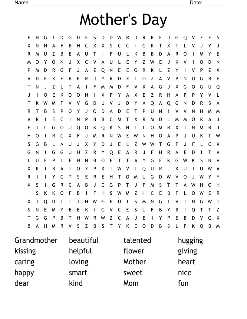Mother&amp;#039;S Day Word Search - Wordmint regarding Mother&amp;amp;#039;s Day Crossword Puzzles Printable