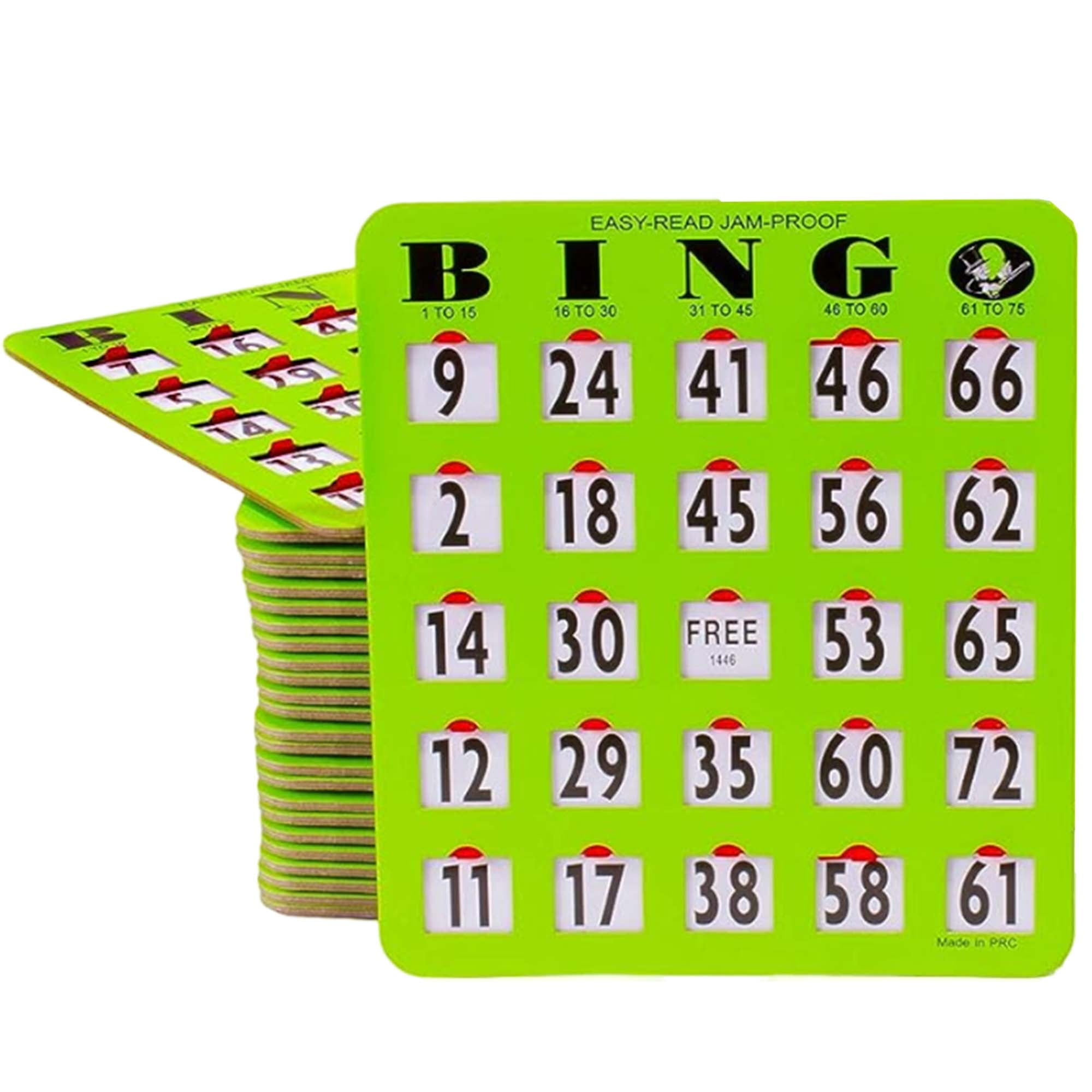 Mr Chips Bingo Cards, 25 Pack - Jam-Proof, Large Print, Green intended for Mr Chips Bingo Cards