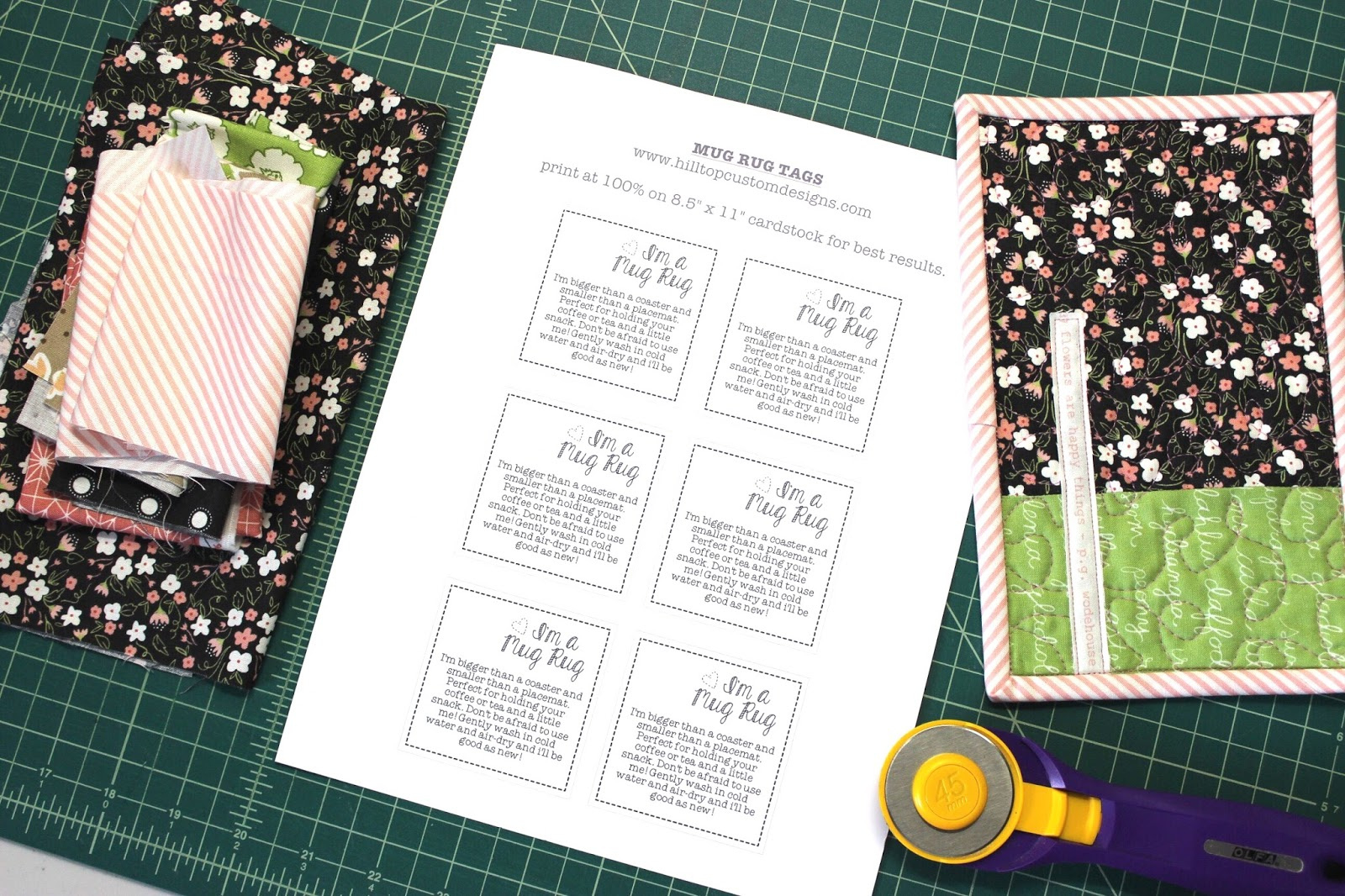 Mug Rug Printable Tags | Amista Baker with regard to Mug Rug Poem Free Printable