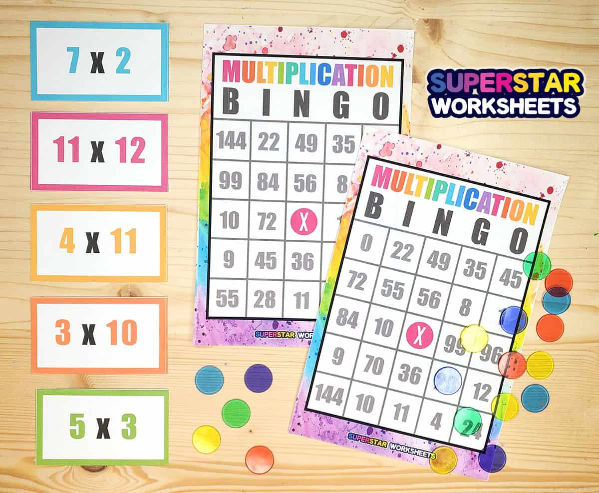 Multiplication Bingo - Superstar Worksheets with Printable Multiplication Bingo Calling Cards